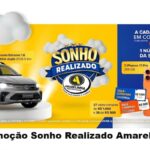 Banner da Promoção Sonho Realizado Amarelinha Supermercados, com prêmios que incluem uma Saveiro Extreme 1.6 cabine dupla 2026 0 km, 7 iPhones 17 Pro 256 GB, 27 vales-compras de R$1.000 e 36 de R$500, válida de 27/08/2026 a 31/12/2026.