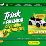Banner da promoção Trink e Avenida Diversão Premiada, com prêmios de 8 kits Smart TV 55" com Sound Bar e 6 carrinhos elétricos, válida de 17/08/2026 a 22/11/2026, sorteio em 25/11/2026.