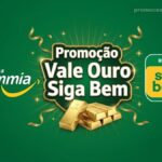 Banner da Promoção Vale Ouro Siga Bem, parceria entre Petrobras Premmia e Rede Siga Bem, com barras de ouro em destaque sobre fundo verde.