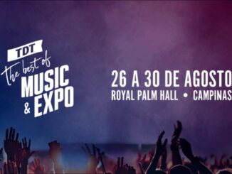 Banner do Sorteio TDT Music & Expo 2026, realizado de 26 a 30 de agosto no Royal Palm Hall, em Campinas.