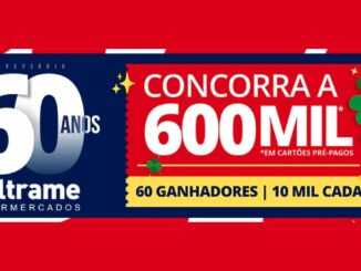 Banner da promoção de aniversário de 60 anos do Beltrame Supermercados, em Santa Maria RS, com prêmios de R$600.000,00 em cartões pré-pagos para 60 ganhadores de R$10.000,00 cada.