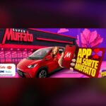 Banner promocional da campanha App da Sorte Muffato, com sorteio de 6 carros elétricos BYD Dolphin Mini para clientes que baixam o aplicativo e realizam compras de R$50,00.