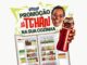 Peça publicitária da promoção Castelo "Dê um Tchan na Sua Cozinha com Cumpadi Washington", com imagem de geladeira repleta de produtos da marca e garrafa de vinagre de vinho tinto em destaque.