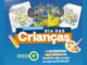 Arte do Concurso Dia das Crianças Lojas G com dois mascotes elefantes Gfante vestidos de amarelo e verde, desenhos infantis de elefantes, lápis e paleta de tintas sobre fundo azul, anunciando vales-compra de R$500,00 para os 5 desenhos mais criativos.