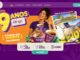 Banner da promoção Festival 9 Anos Açaí no Kilo com mulher sorridente segurando copo de açaí e prêmios como iPhone, TV 40", bicicleta, patinete elétrico, tablet, Kindle, caixa de som JBL, robô aspirador e final de semana em resort.