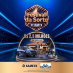 Banner da promoção Festival da Sorte Tauste Supermercados, com prêmios de R$2,5 milhões em prêmios, incluindo carro, moto e casa, válida de 18/09/2026 a 19/01/2027.