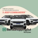 Promoção Glow Up de Primavera do BarraShoppingSul: a cada R$300 em compras, o participante ganha 1 número da sorte para concorrer a 3 Jeep Commander.