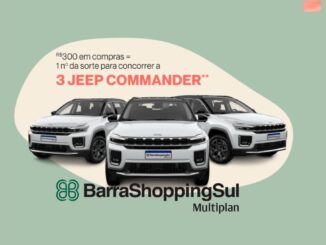 Promoção Glow Up de Primavera do BarraShoppingSul: a cada R$300 em compras, o participante ganha 1 número da sorte para concorrer a 3 Jeep Commander.