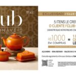 Peças colecionáveis Le Creuset no programa I'Club do Shopping Iguatemi Bosque: a cada R$1.000 em compras, o cliente Ouro ou Diamante troca por um item da coleção, de 15 de setembro a 25 de outubro.