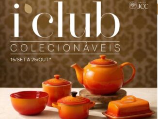 Peças colecionáveis Le Creuset no programa I'Club do Shopping Iguatemi Bosque: a cada R$1.000 em compras, o cliente Ouro ou Diamante troca por um item da coleção, de 15 de setembro a 25 de outubro.