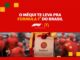 Banner vermelho da promoção do McDonald's com a frase "O Méqui te leva pra Formula 1 do Brasil", logotipos da F1 e do McDonald's e um integrante de equipe de boxe segurando uma sacola do McDelivery.