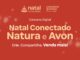 Banner vermelho do Concurso Digital Natal Conectado Natura e Avon, com logotipos da Consultoria de Beleza e o slogan Crie. Compartilhe. Venda mais!