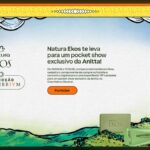 Banner da Promoção Equilibrivm da Natura Ekos com produtos da linha e chamada para pocket show exclusivo da Anitta na Casa Natura Musical.