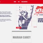 Página inicial da promoção Budweiser Fã Captcha com Mariah Carey, apresentando um captcha temático para fãs provarem que são verdadeiros.