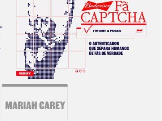 Página inicial da promoção Budweiser Fã Captcha com Mariah Carey, apresentando um captcha temático para fãs provarem que são verdadeiros.