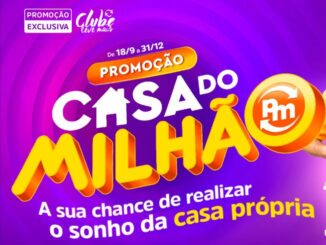 Banner da Promoção Casa do Milhão do Pague Menos Supermercados, com vigência de 18 de setembro a 31 de dezembro, em que a cada R$150 em compras o participante recebe um número da sorte para concorrer a uma casa de R$1.000.000,00.