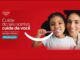 Promoção Colgate Cuide do Seu Sorriso, Cuide de Você — menina escovando os dentes ao lado de mulher sorridente, em fundo vermelho com logotipo Colgate.