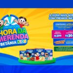 Banner da Promoção Hora da Merenda Betânia Kids: compre R$15 em produtos participantes e concorra a prêmios diários de R$300 e super prêmio de R$30 mil. Válida de 1º de setembro a 31 de outubro de 2026 para a região Nordeste.