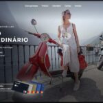 Banner da Promoção Rumo ao Extraordinário Sisprime Mastercard, com mulher apoiada em scooter vermelha à beira de lago europeu.