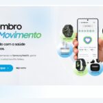 Banner da promoção Samsung Health Setembro em Movimento, com prêmios como Galaxy Watch Ultra2, Galaxy Watch7, Galaxy Buds4 Pro, Galaxy Buds4, Galaxy Fit3 e Galaxy Buds Core.