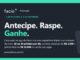 Banner da Promoção Tá Facio com fundo escuro e detalhes verdes, com o slogan Antecipe. Raspe. Ganhe., período de 5 de outubro a 6 de novembro e uma raspadinha digital ao lado.