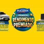 Banner da Promoção Rendimento Premiado Tintas Eucatex, com prêmio final de um Citroën C3 e prêmios mensais de 4 notebooks Lenovo.