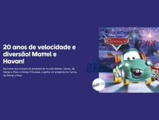 Banner promocional Race to Celebrate Cars 2026, com Mattel e Havan, celebrando os 20 anos do filme Carros da Disney e Pixar.