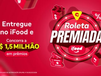 Banner da promoção Roleta Premiada iFood 2026, com prêmios de mais de R$1,5 milhão em sorteios para entregadores cadastrados no aplicativo.
