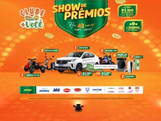 Promoção Show de Prêmios Alvorada Supermercados 43 Anos com Você, com prêmios como Fiat Fastback, moto BMW G 310R, quadriciclo ATV 260, scooters elétricas, vales-compra, máquinas lava e seca Philco, iPhones 17 e PlayStation 5.