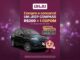 Arte publicitária da promoção Daju no Paraná: compre R$200 nas lojas físicas e concorra a um Jeep Compass. Cupom em dobro com Cartão Daju ou Pix.