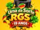 Arte da promoção Urna da Sorte RGS 19 Anos da Rede Grande Sul, com urna preta, trevos verdes, moedas douradas e destaque para R$750 mil em vale-compras.