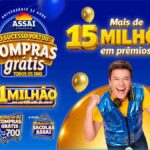 Banner da promoção Aniversário Assaí 52 Anos com o apresentador Rodrigo Faro comemorando, logotipo da campanha O Sucesso Voltou: Compras Grátis Todos os Dias e destaque para mais de 15 milhões em prêmios.
