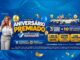 Banner da promoção Aniversário Premiado Jaú Serve Supermercados 2026, com três carros Hyundai HB20 brancos, balões dourados e azuis, e prêmios como 10 prêmios finais de R$50.000,00, 1 ano de supermercado grátis, Corrida Maluca e 6.000 Raspaqui.