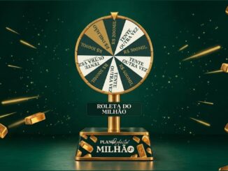 Roleta dourada do Plano Perfeito do Milhão, da Aliança Divergente, com prêmios de R$100mil a R$1milhão, sobre fundo verde com barras de ouro voando.