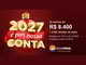 Arte da Promoção 2027 é por Nossa Conta da Rede Litoral, com bola de Natal vermelha e dourada, 20 cartões de R$8.400 e 2.001 brindes de praia