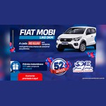 Banner da Promoção Nova Europa 52 Anos com um Fiat Mobi branco 0km, a regra de R$52,00 em compras, 100 vales-compra de R$100,00 e o selo de 52 anos do Supermercado Nova Europa