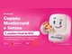 Arte rosa com o mascote Boletinho da Serasa comendo uma fatia de pizza, o texto Cupons Mastercard e Serasa e a chamada de 2 vouchers iFood de R$15 ao pagar contas de R$100 ou mais.