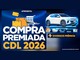 Arte da Compra Premiada CDL 2026, com o título da campanha, um VW Tera branco, vale-compras, móveis, TVs de 75 polegadas, bike elétrica e smartphones.
