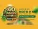 Selo 40 Anos Premiado da Barriga Verde ao lado do texto sorteio de moto 0 km CG Fan 160 preta, com 1 cupom a cada R$100,00 em compras em Rio Branco (AC) e Porto Velho (RO)