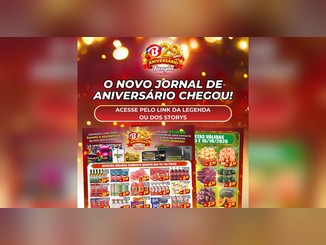 Arte do Aniversário Bengala 29 Anos com o selo comemorativo, o texto "O novo jornal de aniversário chegou" e páginas do jornal de ofertas com Smart TV LG, iPhone 17e, vale-compras de R$500, forno elétrico, cafeteira e micro-ondas.