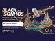 Arte da promoção Black dos Sonhos da Sleep House, com avião, Torre Eiffel, praia carioca e castelo sobre fundo azul-marinho com fios dourados, e o texto "Concorra a 10 vales-viagem de R$10 mil cada".