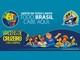 Arte da Promoção Calvo 61 Anos com selo comemorativo, o texto Gente de todo canto, todo Brasil cabe aqui, um navio de cruzeiro e personagens sorridentes do Calvo Atacadista sobre fundo azul
