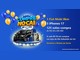 Arte da Promoção Compre no Caí com logotipo da campanha, Fiat Mobi preto, três iPhones, vales-compra e balões azuis e amarelos, ao lado do texto com os prêmios: 1 Fiat Mobi 0km, 3 iPhones 17 e 125 vales-compra de R$50 a R$500