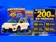 Arte da promoção Aniversário da Economia 45 Anos do Arco-Mix, com carro elétrico branco e destaque para mais de R$200 mil em prêmios: 6 cozinhas, 10 máquinas de lavar, 1 carro elétrico e 90 vales-compras de R$500,00.
