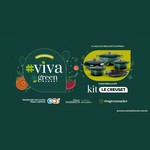 Arte da promoção Aniversário Green Market com kit de panelas verdes Le Creuset e o texto: a cada 150 reais em compras, concorra a um kit Le Creuset