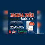 Arte da Promoção Maria Inês Todo Dia com geladeira e pacotes de farinha Maria Inês sobre fundo azul, selo Você de Geladeira Nova, validade de 01/10 a 31/12 e logos da Rede Vivo, Boa Vista e Rancho Atacadista