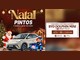 Arte da promoção Natal Pintos com Papai Noel e um duende ao lado de um carro elétrico BYD Dolphin Mini e uma Smart TV TCL de 65 polegadas, e painel com o texto "Concorra a um carro elétrico BYD Dolphin Mini e 8 Smart TVs 65 polegadas".