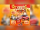 Arte da promoção Tem Festa 21 Anos do Supermercado Pag Bem Menos, com moças sorridente, três motos elétricas brancas, um carro vermelho Kwid, vale-compras e a carta de crédito de 80 mil reais.