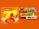 Arte da Promoção Aniversário Premiado Rex com o número 71 em balões amarelos, o logotipo Supermercados Rex e um caminhão laranja com móveis e eletrodomésticos, ao lado do destaque de 1 caminhão de prêmios mais 5 iPhones 17 Pro