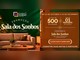 Arte da Promoção Sala dos Sonhos do Casa & Gourmet Shopping: sala com sofá bege e mesa de centro de madeira diante de parede verde, ao lado do painel "A cada R$500 em compras, ganhe 01 número da sorte", válido de 15 de outubro a 15 de novembro.